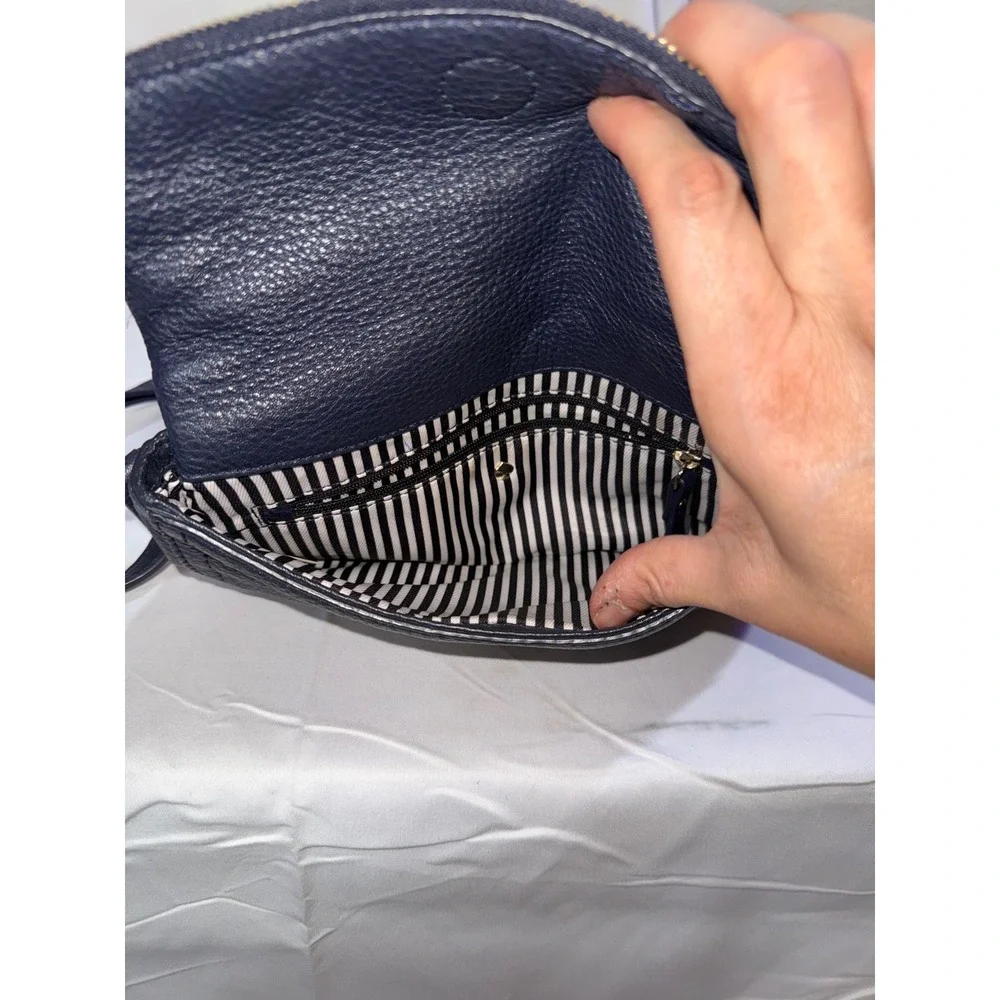Kate Spade Cobble Hill Mini Carson Navy Leather Crossbody Flap Bag